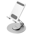 Aluminum 360 Rotatable Phone/Tablet Stand (Under 10inch) - MVPmini | Adjustable, Sturdy, and Versatile | Universal Compatibility | Hands-Free Viewing (Metallic Silver)