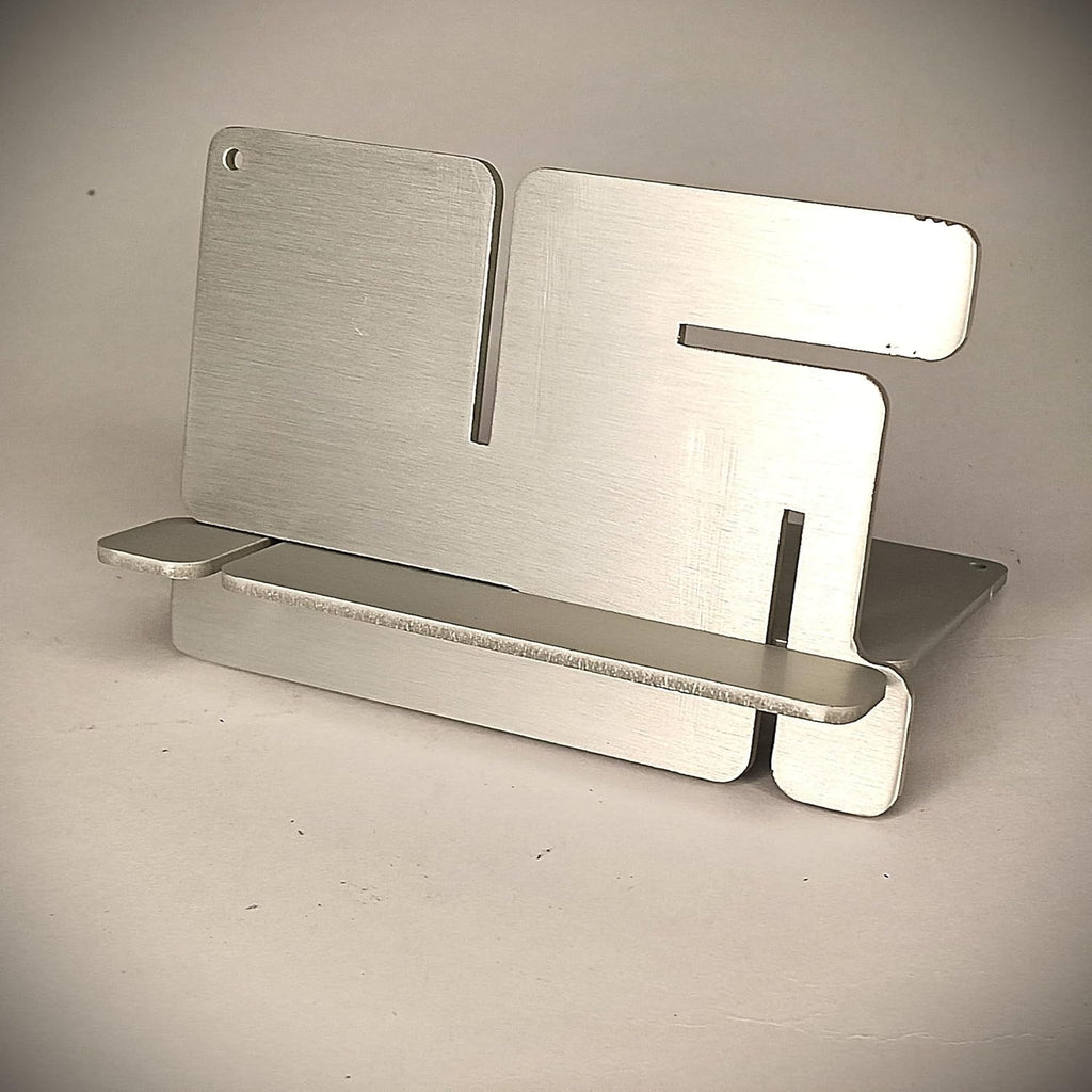 DIY Portable Jigsaw Swastik Slot Stand for Mobile, E-Book, Cards (Metallic Silver)