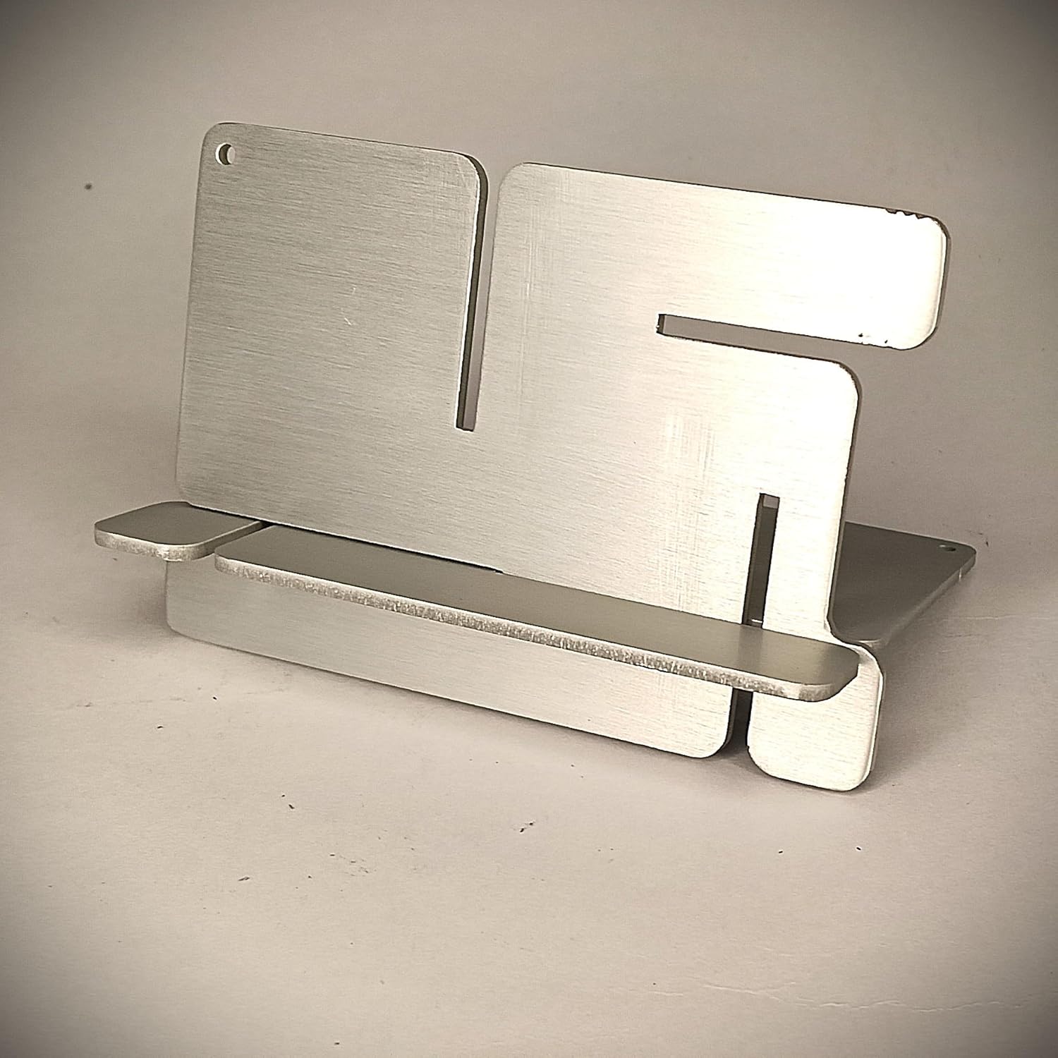 DIY Portable Jigsaw Swastik Slot Stand for Mobile, E-Book, Cards (Metallic Silver)